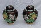 Chinese Cloisonne Vases Matching Lidded Pair