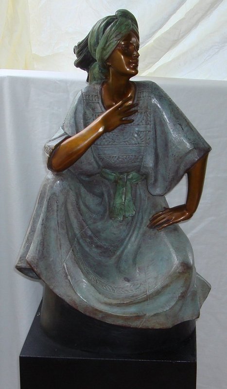 Large Bronze Sculpture Gutierrez Woman Polychrome