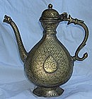 Antique Northern India Mughal Brass Ewer 18th C.