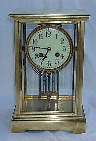 Antique French Clock Regulator Brass Glass 19th C.