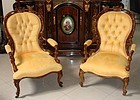 Antique Rosewood Victorian Arm Chairs 19th C.