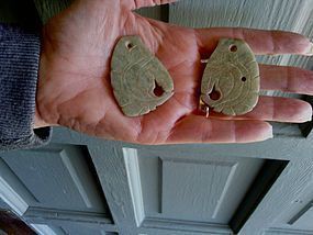 Pre-Columbian Xochipala Jade Ear Ornaments