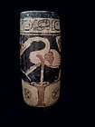 Pre-Columbian Mayan Decorated Cylinder.