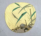 Pair of uchiwa (fan) Firefly and Bamboo on Gold Leaf