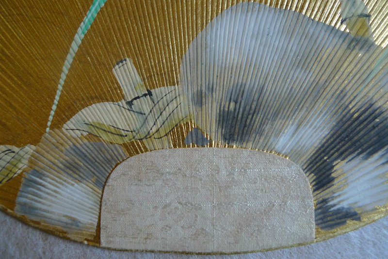 Pair of uchiwa (fan) Firefly and Bamboo on Gold Leaf