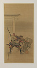 Antique Japanese Painting Samurai by Eishin Edo