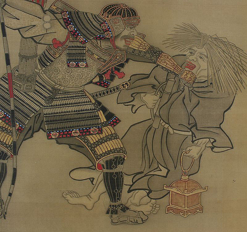 Antique Japanese Painting Samurai by Eishin Edo