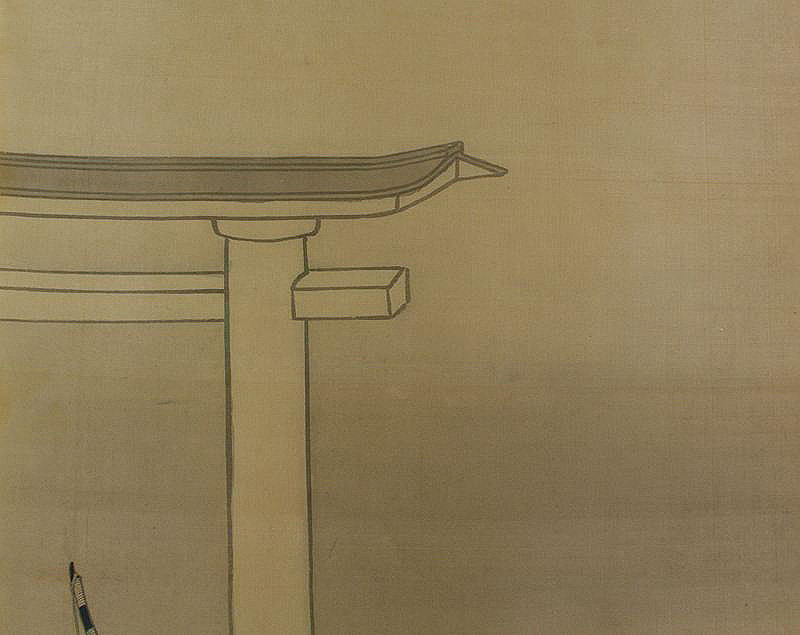 Antique Japanese Painting Samurai by Eishin Edo