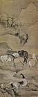 Antique Japanese Kano School Painting Horses
