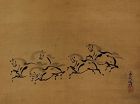 Antique Japanese Wall Hanging Decor Scroll Painting Horse 19th C.