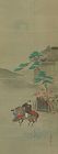 Antique Japanese Wall Hanging Decor Scroll Genre Yamatoe Painting