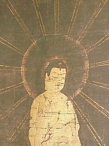 Japanese Hanging Scroll Buddha Raigo Late 16th