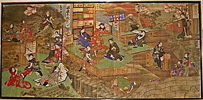 Very Large Width Painting - Style of a woodblock Triptyque