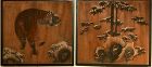 Japanese Framed Paintings of a Tiger and Bambou