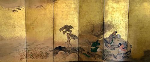 Japanese 6-Panel Screen of a Scholar 18th/19th