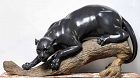 Important Bronze of a Black Panter on a Bronze Branch