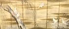 Pair ofJapanese 6-panel screen of geese and egrets