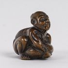 Netsuke of a blind man in boxwood 19th century