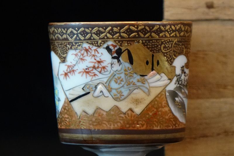 Antique Japanese Hand-painted Porcelain Sake cup of Kutani ware