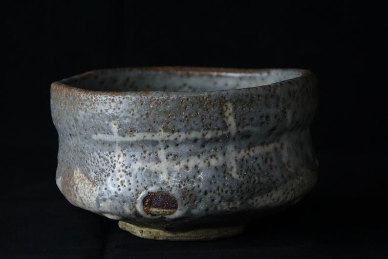 Antique Nezumi Shino Ware Chawan Teabowl for Tea Ceremony