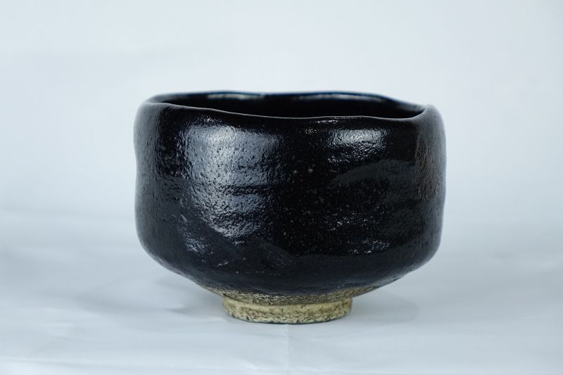 Antique Japanese Black Raku Ware Tea Bowl (Chawan)