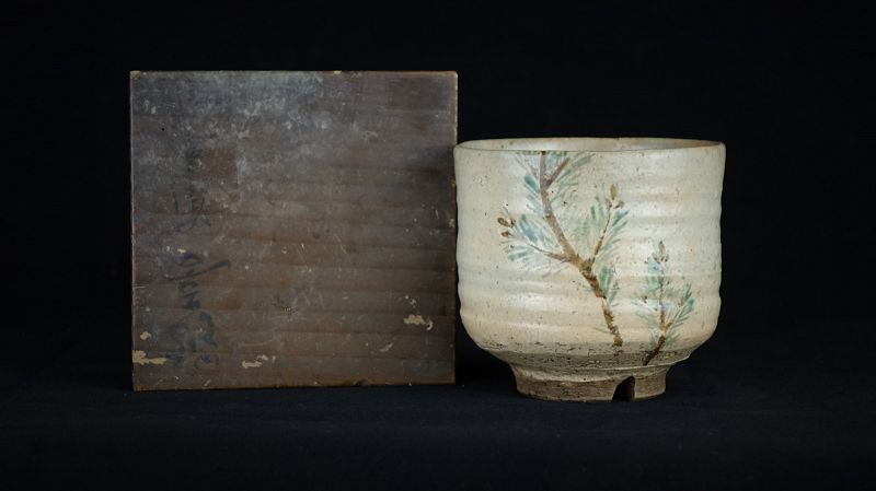 Edo Period (1603-1868) Antique Kyo Ware Tsutsu Chawan (Tea Bowl)