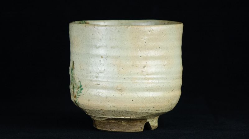 Edo Period (1603-1868) Antique Kyo Ware Tsutsu Chawan (Tea Bowl)