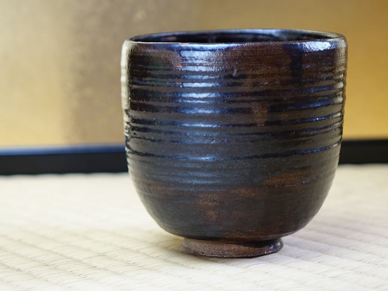 Edo Period (19c) Yusai Awazu Brown Glaze Chawan
