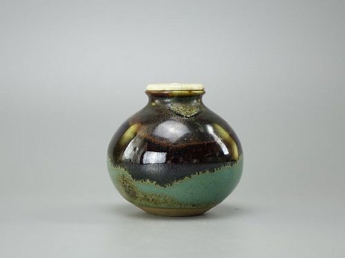Early 20c Agano ware Chaire (tea caddy) for tea ceremony