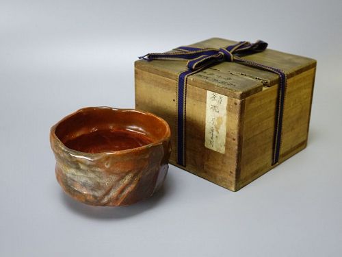 Aka Raku Chawan made by Ennosai Tetchu Soshitsu (1872-1924)