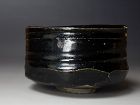 Mid to Late Edo period (18-19cc) Seto Guro Chawan Japanese Antique