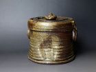 Late Edo Bizen Yahazu-Guchi Mizusashi Jar by Kimura Mokusuke Sadanao