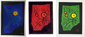 Haku Maki 'Triptych" Japanese Prints 1968  1969 Child