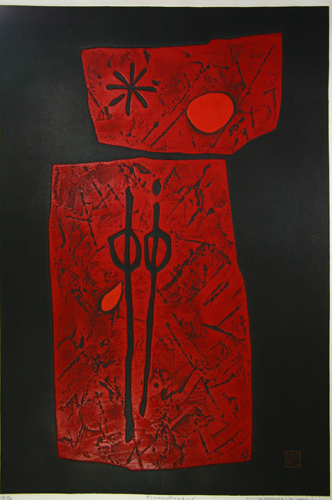 Japan. Haku Maki.  Flower Song 6.   Great Red abstract. 1967.
