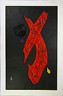 Japan. Haku Maki. Poem 71-52.  big red Japanese print.