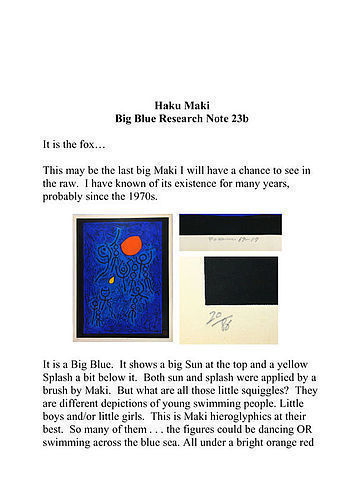 Haku Maki Note 23b.   Big Blue. Poem 69-17.