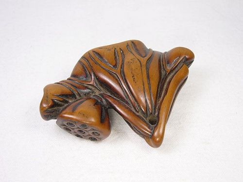 China old toggle Frog in a lotus leaf