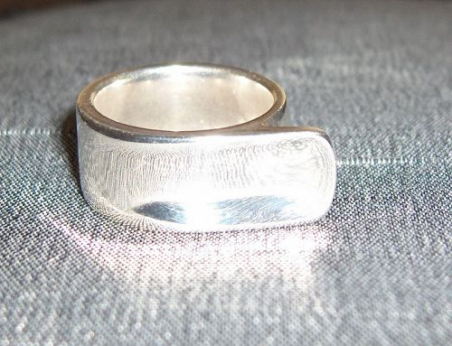 Georg Jensen. Sterling Silver Ring no227. Wide, concave, overlapping.