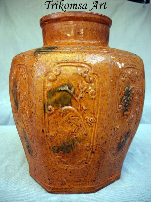 Chinese Earthenware Sancai Glazed Jar