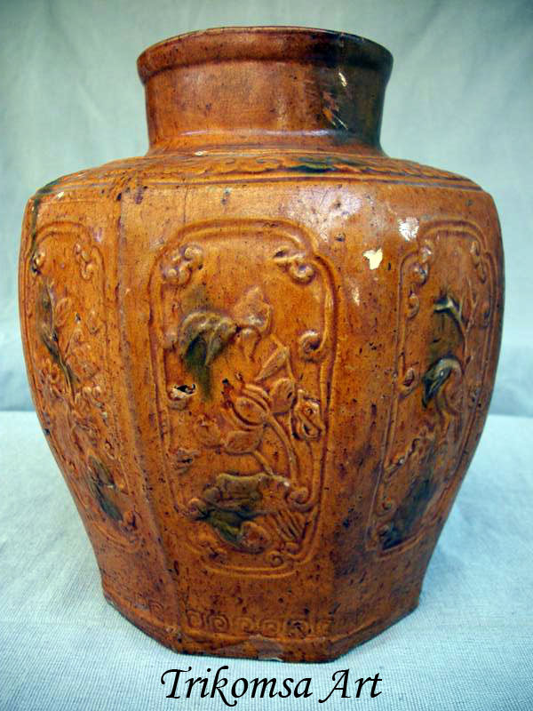 Chinese Earthenware Sancai Glazed Jar