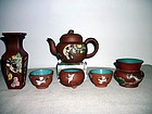 A GROUP OF YIXING ENAMEL POTTERY