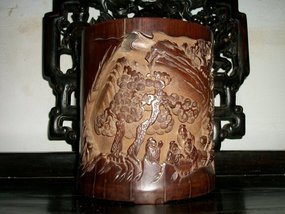 A CARVED BAMBOO BRUSHPOT