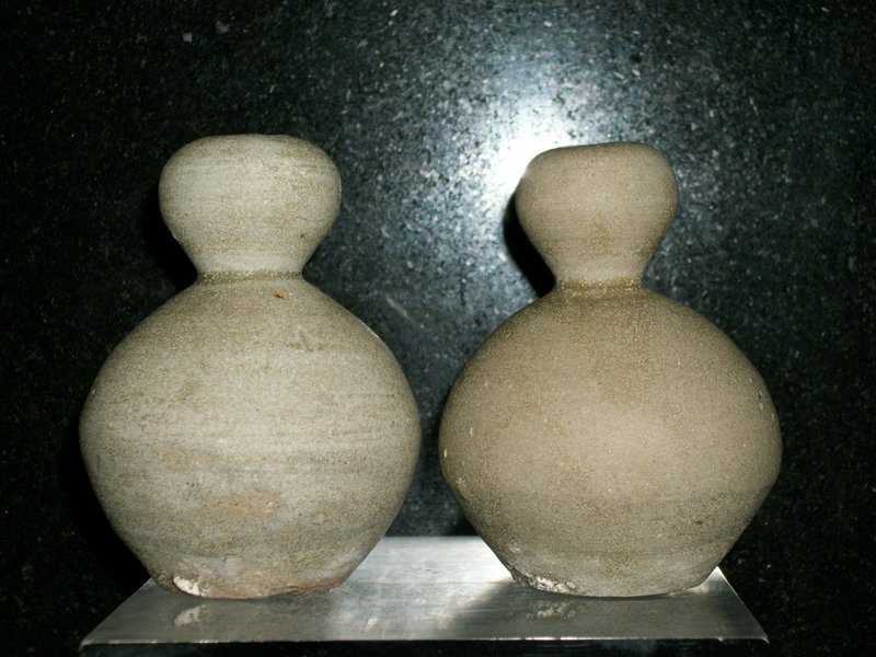 A PAIR OF CHINESE YUE DOUBLE GOURD JARS