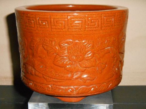 CHINESE BROWN GLAZED CENSER