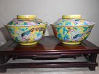 PAIR OF YELLOW-GROUND FAMILLE-ROSE BOWLS