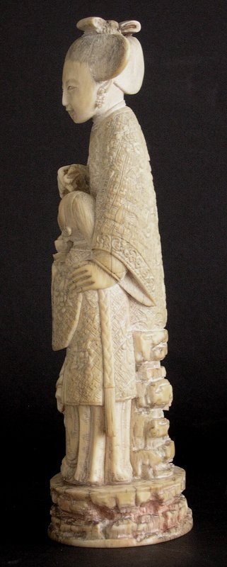 Chinese ivory group of lady and boy