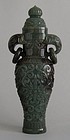 Chinese jade vase with elephant heads and moving rings