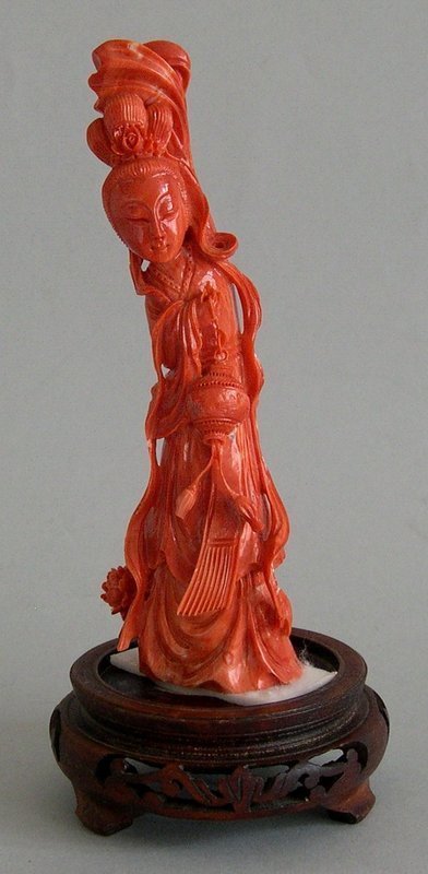 Chinese coral carving of a lady