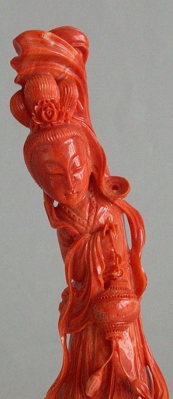 Chinese coral carving of a lady