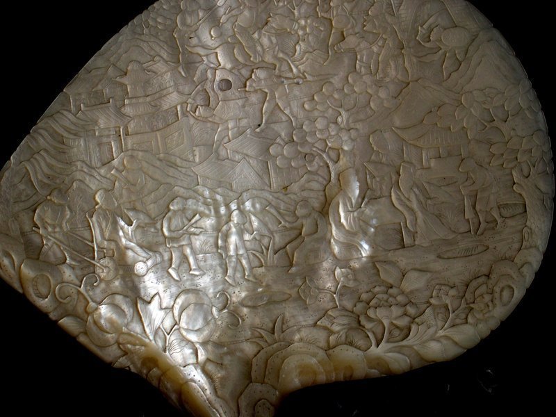 Chinese carved mother of pearl shells